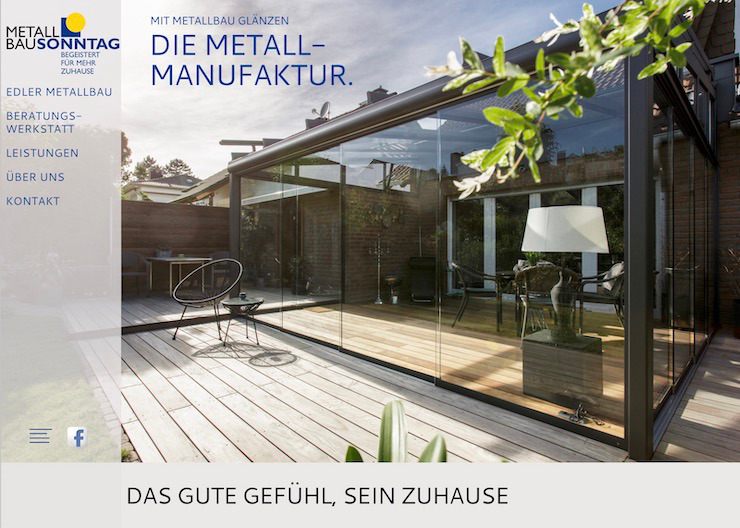 Screenshot der Website von Metallbau Sonntag.