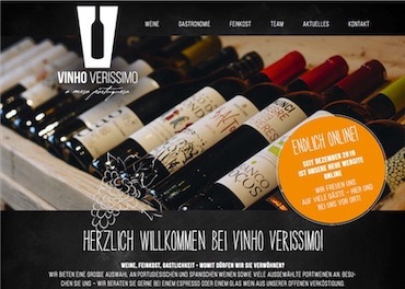 Screenshot der Website von Vinho Verissimo.